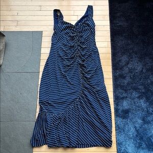 Maeve by Anthropologie Navy Polka Dot Dress
